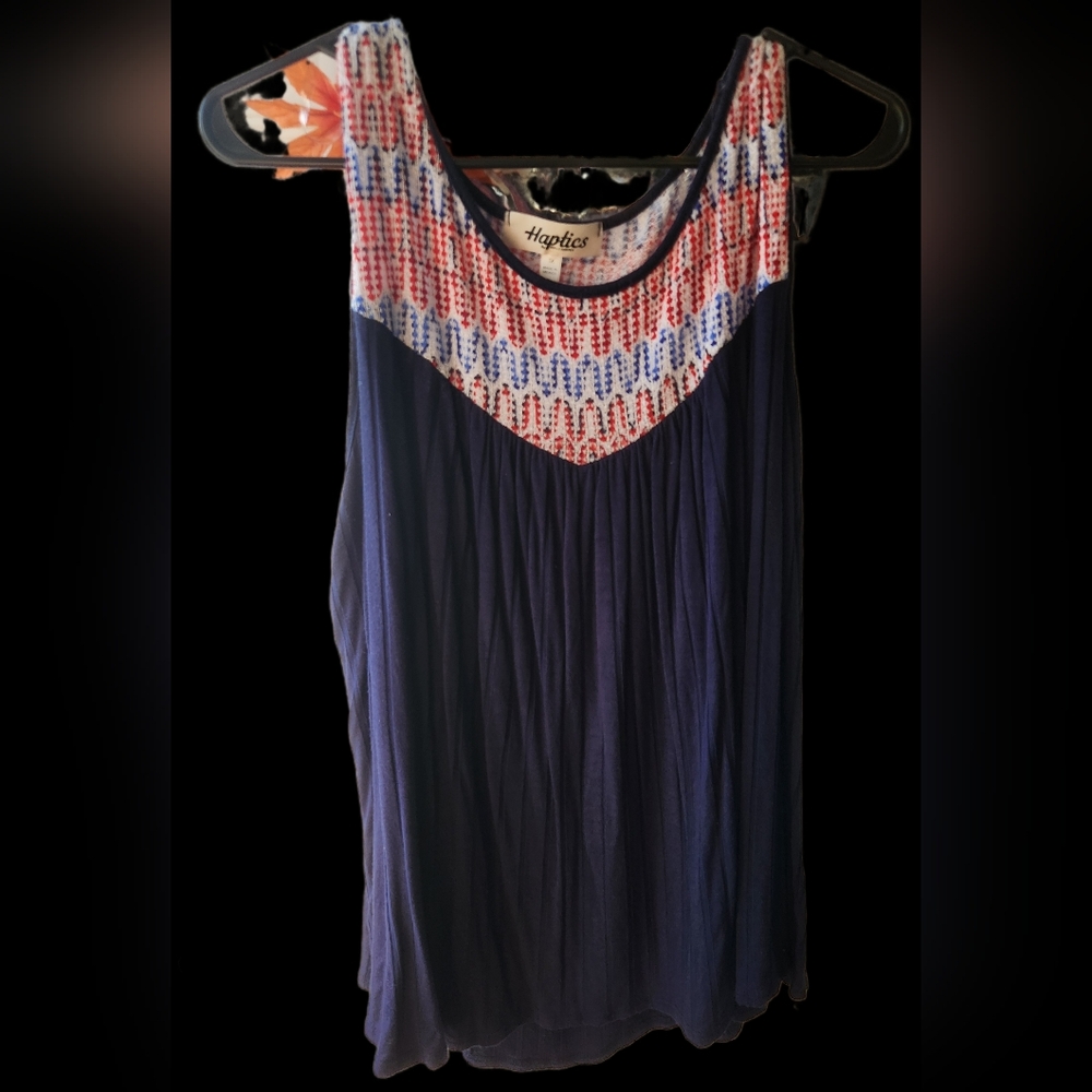 Women's Navy and Red Sleeveless Top